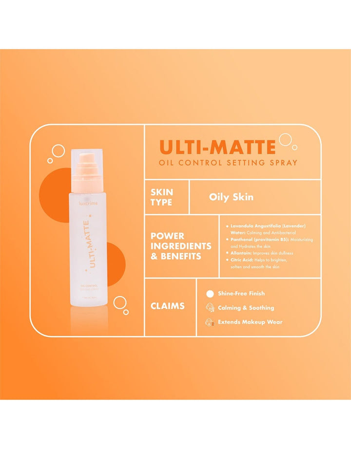 Luxcrime Ulti Matte Oil Control Setting Spray 50Ml