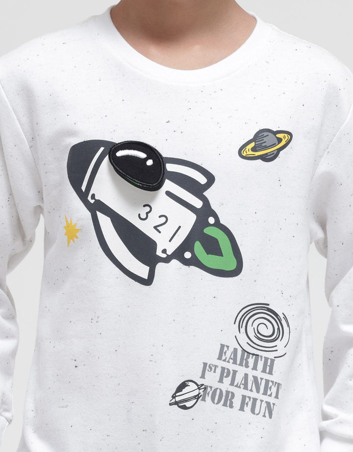 Little M Sweatshirt Terry Dino Space Galaxy