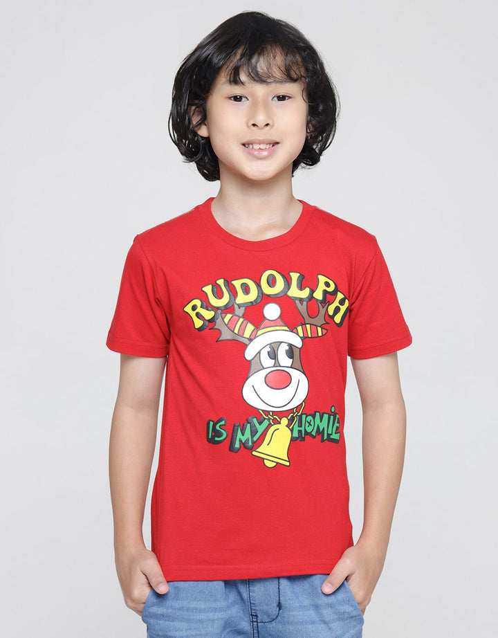 Little M Short Sleeve T-Shirt Ki Seasonal Xmas Rudolf