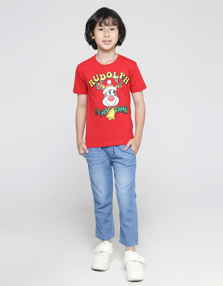 Little M Short Sleeve T-Shirt Ki Seasonal Xmas Rudolf