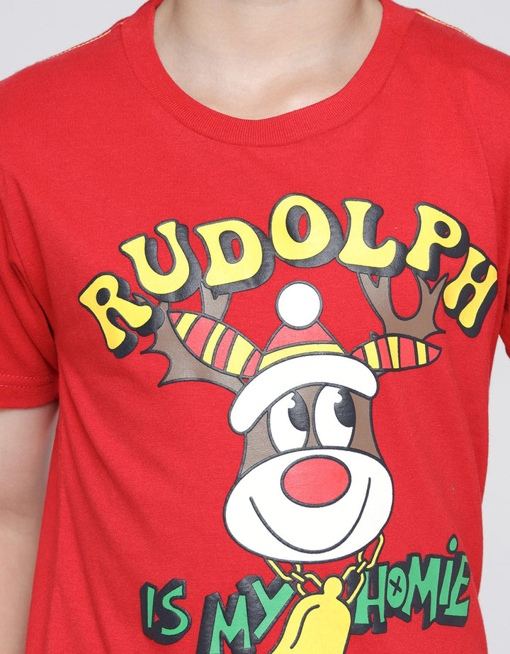Little M Short Sleeve T-Shirt Ki Seasonal Xmas Rudolf