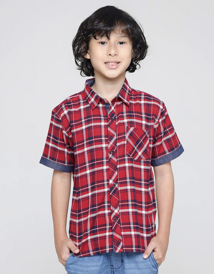 Little M Checked Yarndyed Kemeja Anak Laki-laki