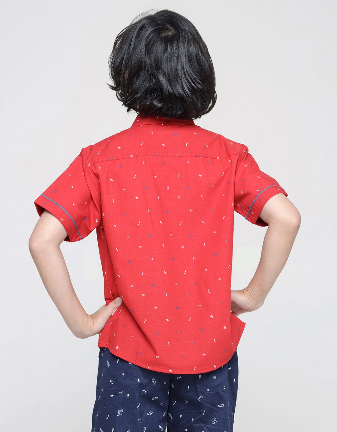 Little M Print Linen Slub Boys Shirt
