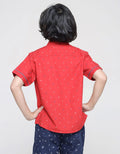 Little M Print Linen Slub Kemeja Anak Laki-laki