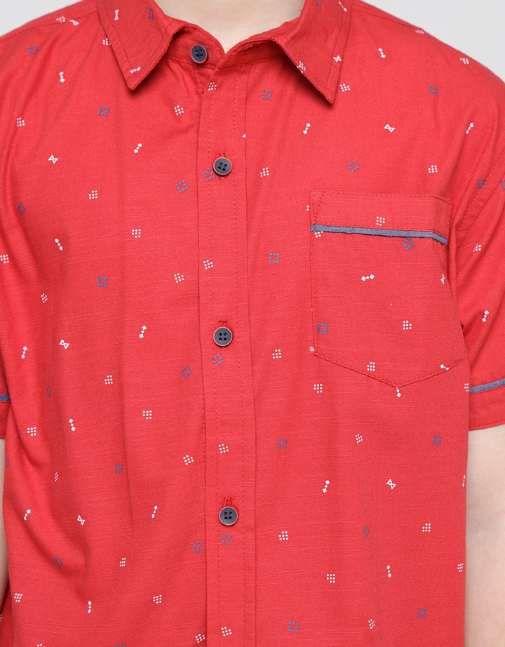 Little M Print Linen Slub Boys Shirt