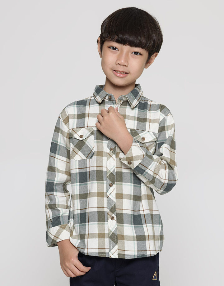 Little M Flanel Kotak Kemeja Lengan Panjang Anak Laki-Laki