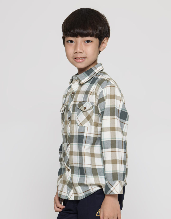 Little M Flanel Kotak Kemeja Lengan Panjang Anak Laki-Laki