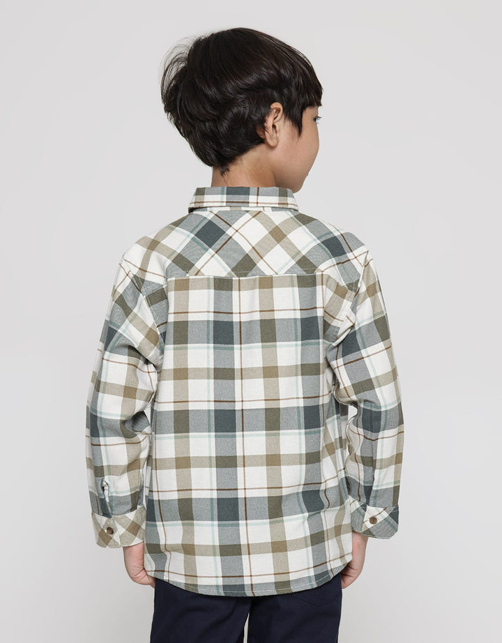 Little M Flanel Kotak Kemeja Lengan Panjang Anak Laki-Laki