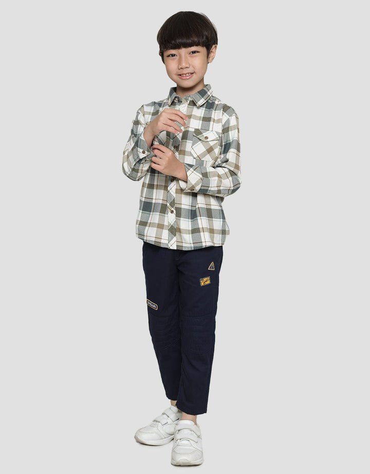 Little M Flanel Kotak Kemeja Lengan Panjang Anak Laki-Laki