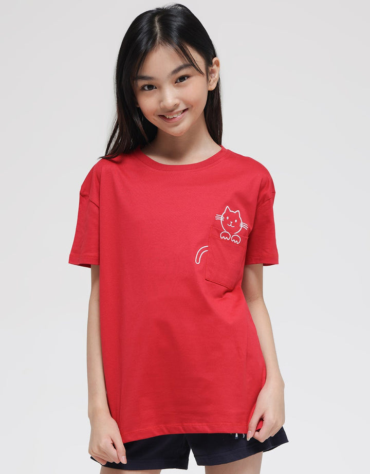 Nevada Short Sleeve T-Shirt With Pocket Embro Cat