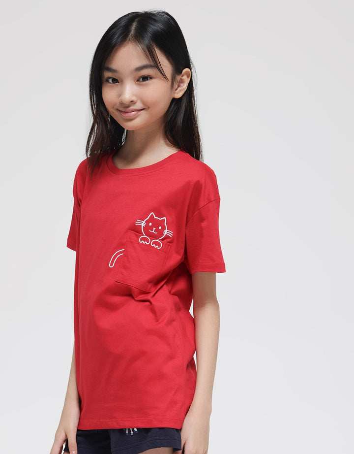Nevada Short Sleeve T-Shirt With Pocket Embro Cat