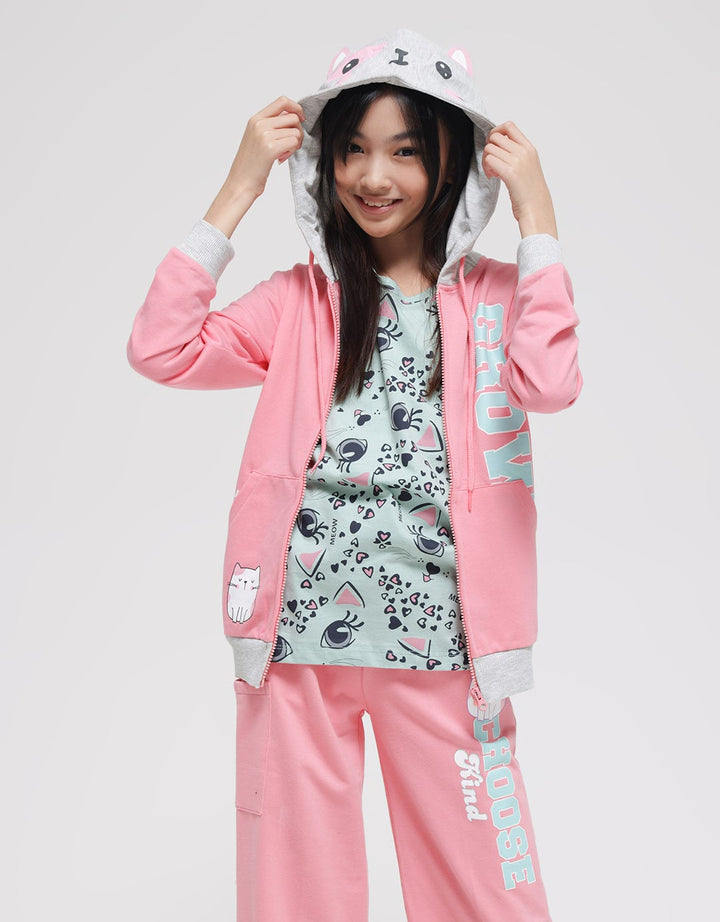 Nevada Jacket Knit With Hoodie Print Grow Glitter
