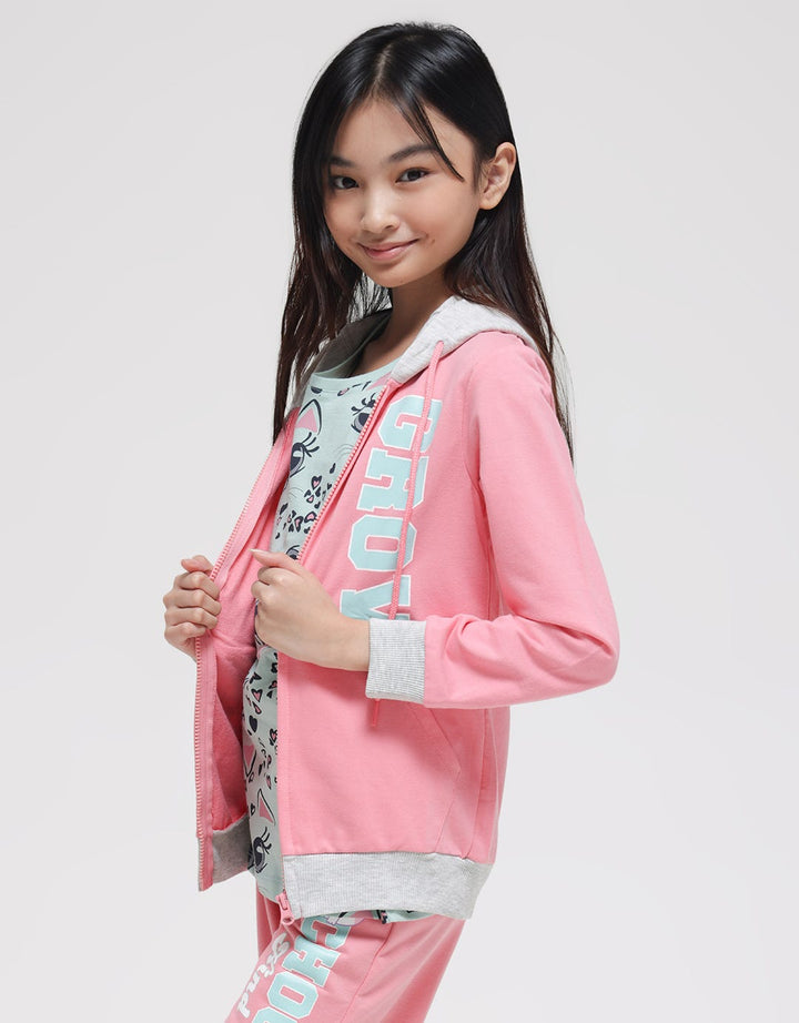 Nevada Jacket Knit With Hoodie Print Grow Glitter