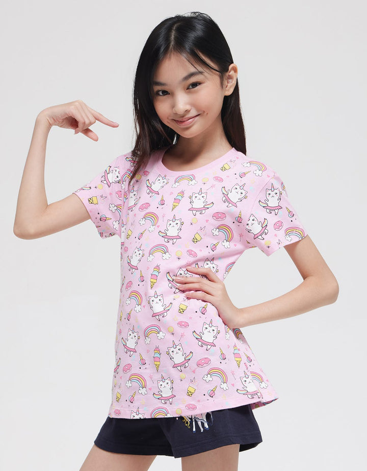 Aero Short Sleeve T-Shirt Caticorn Rainbow