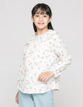 Aero Long Sleeve Shirt Collar Pockets Pleated Butterfly Flower