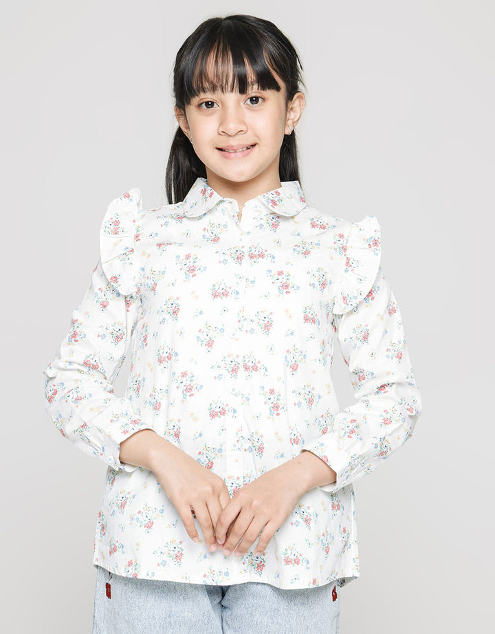 Aero Long Sleeve Shirt Print Flower Shoulder Geber