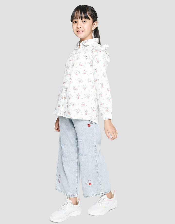 Aero Long Sleeve Shirt Print Flower Shoulder Geber