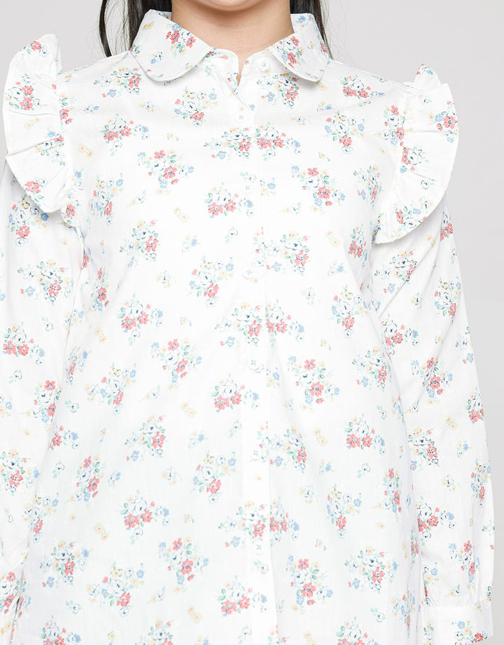 Aero Long Sleeve Shirt Print Flower Shoulder Geber