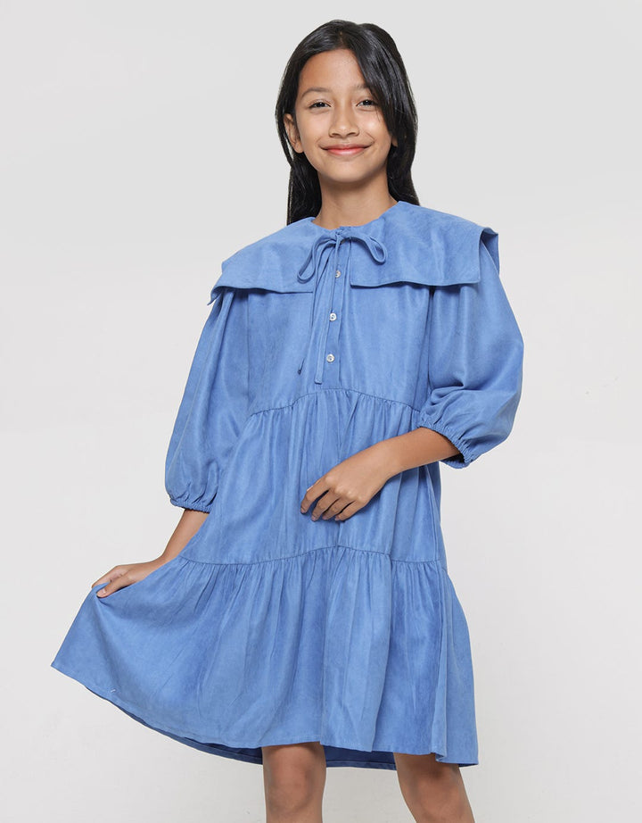 Aero Corduray Kerah Kotak Midi Dress Anak Perempuan