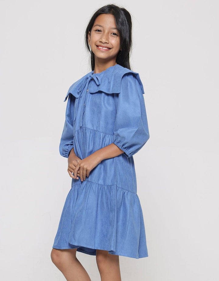 Aero Corduray Kerah Kotak Midi Dress Anak Perempuan