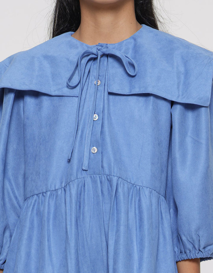 Aero Corduray Kerah Kotak Midi Dress Anak Perempuan