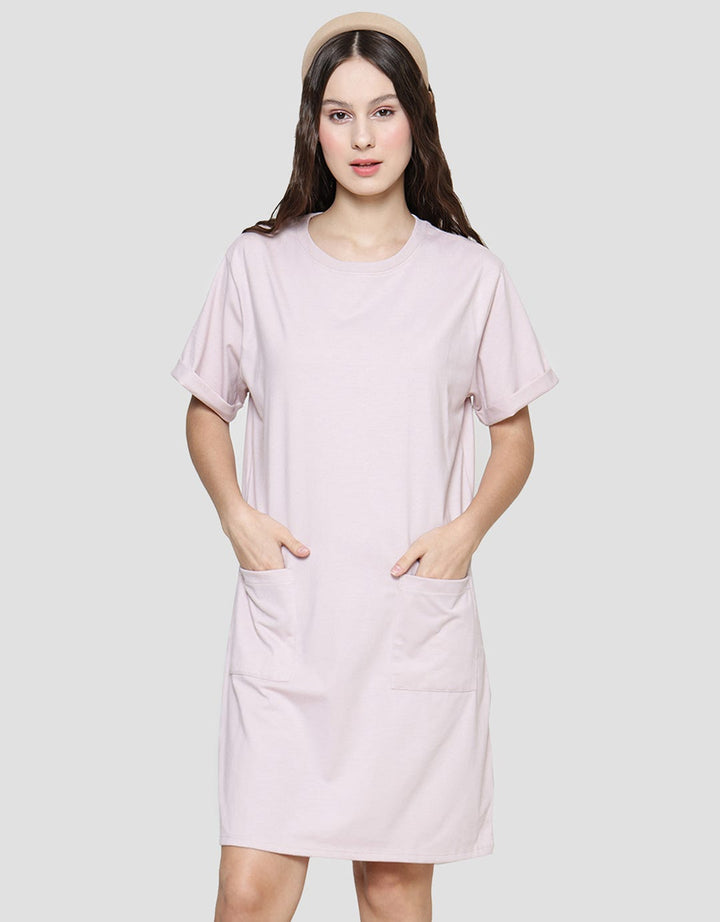 Nevada Midi Dress Solid Jersey Basic 2 Pockets for Women