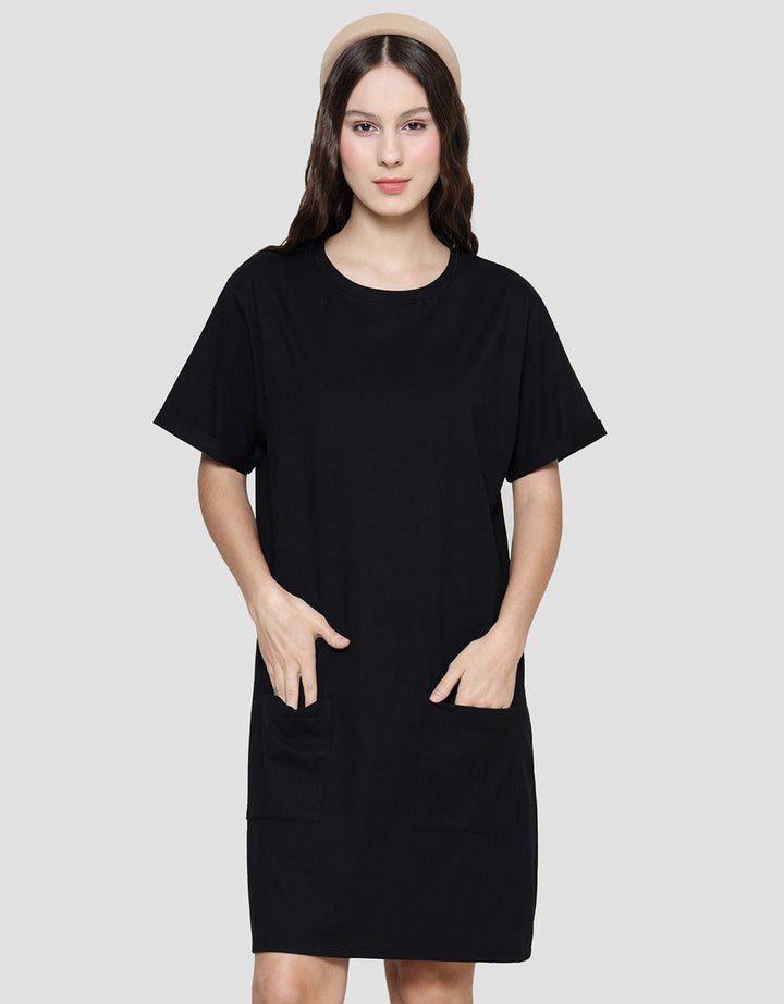 Nevada Midi Dress Solid Jersey Basic 2 Pockets for Women