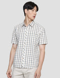 Watchout Casual Small Square Print Kemeja Lengan Pendek Pria
