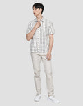 Watchout Casual Small Square Print Kemeja Lengan Pendek Pria