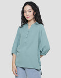 Triset Ladies V Neck Blouse Wanita