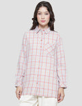 Triset Casual Mini Check Print Blouse Wanita