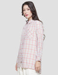 Triset Casual Mini Check Print Blouse Wanita