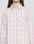 Triset Casual Mini Check Print Blouse Wanita