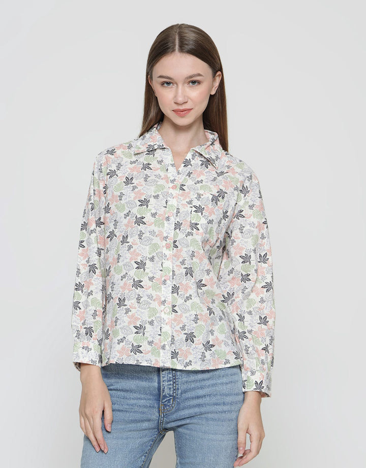 Triset Ladies Leaf Motif Women's Blouse