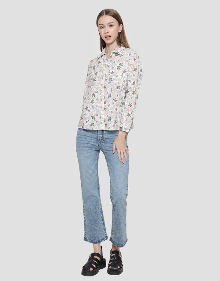 Triset Ladies Leaf Motif Women's Blouse