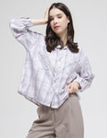 Triset Casual Double Pocket Plaid Blouse