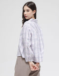 Triset Casual Double Pocket Plaid Blouse