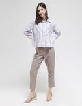Triset Casual Double Pocket Plaid Blouse
