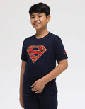Character Superman Logo Print Kaos Anak Laki-laki