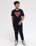 Character Superman Logo Print Kaos Anak Laki-laki