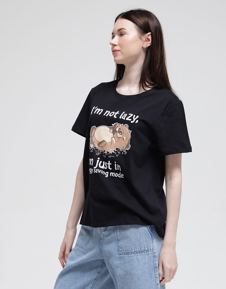 Nevada Not Lazy Print Kaos Wanita