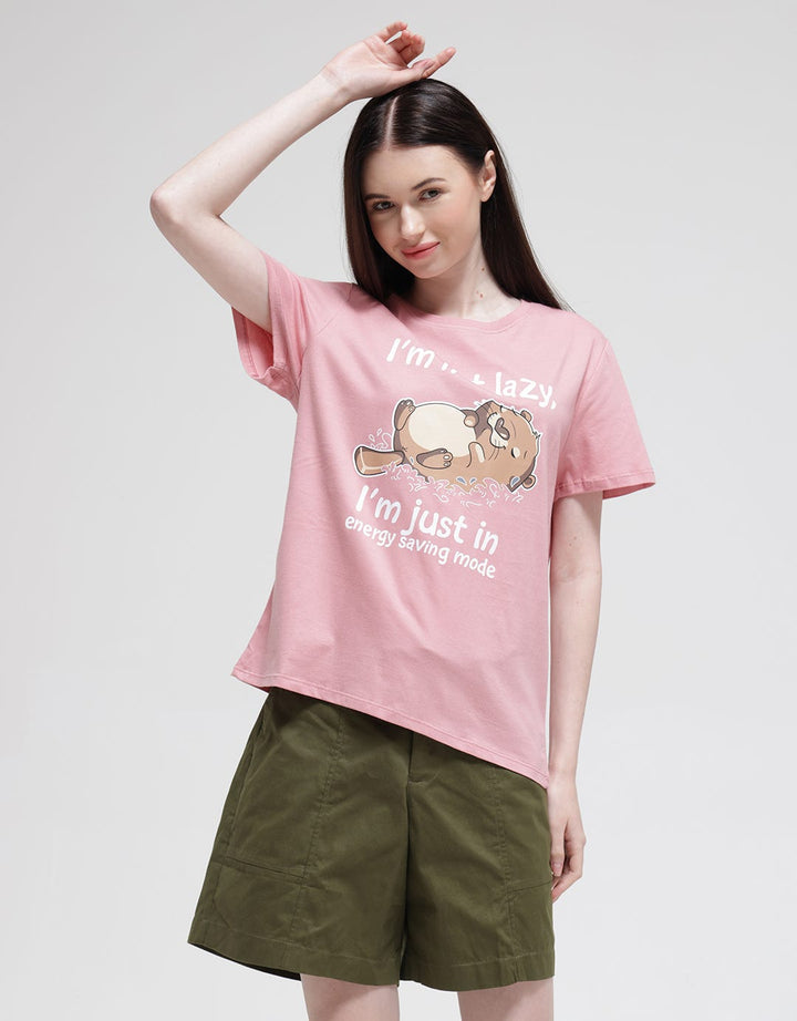 Nevada Not Lazy Print Kaos Wanita