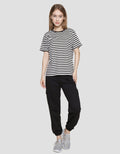 Nevada Kaos Lengan Pendek Wanita Print Stripe