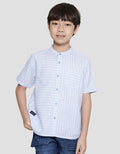 Koko Lengan Pendek Seasonal Cotton Slub Stripe Anak Laki-laki