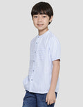Koko Lengan Pendek Seasonal Cotton Slub Stripe Anak Laki-laki