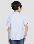 Koko Lengan Pendek Seasonal Cotton Slub Stripe Anak Laki-laki