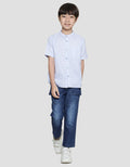 Koko Lengan Pendek Seasonal Cotton Slub Stripe Anak Laki-laki