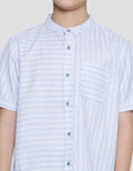 Koko Lengan Pendek Seasonal Cotton Slub Stripe Anak Laki-laki