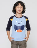 Little M Kaos Raglan 3/4 Anak Laki-laki Print Monster Aplikasi