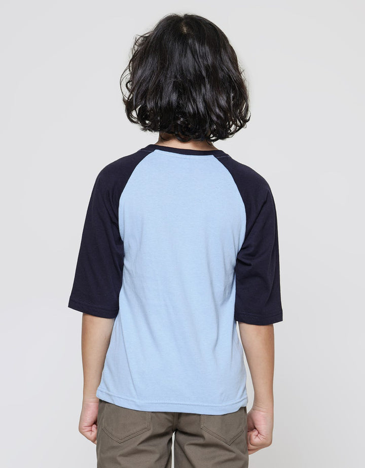Little M Kaos Raglan 3/4 Anak Laki-laki Print Monster Aplikasi